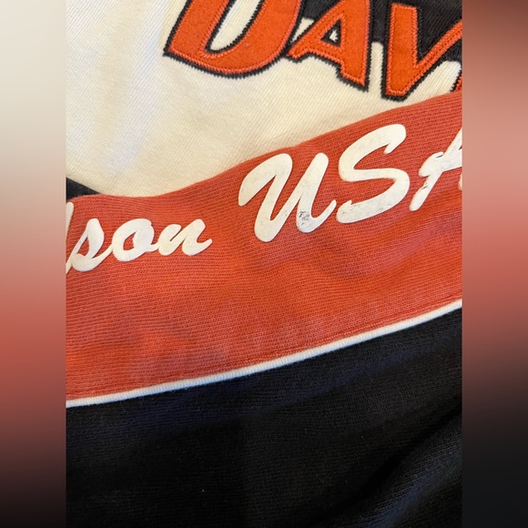 Vintage Harley Davidson Sweatshirt Mens XLarge Motorcycles Black Orange V-Neck - Picture 9 of 12